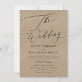 Elegant Kraft Calligraphy Modern Black Wedding Kaart (Voorkant)