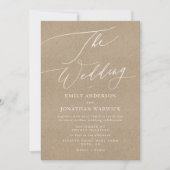 Elegant Kraft Calligraphy Modern White Wedding Kaart (Voorkant)
