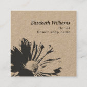 Elegant Kraft Dark Floral Pattern Florist QR code Vierkante Visitekaartje (Voorkant)