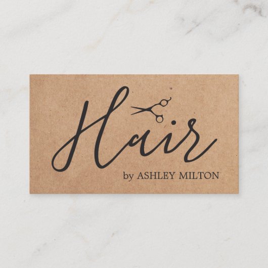 Elegant Kraft Dark Gray Scissors Hair Stylist Visitekaartje (Voorkant)