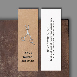 Elegant Kraft Faux Silver Scissors Haarstylist Mini Visitekaartje