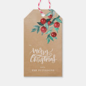 Elegant Kraft Merry kerrode kerstaries Cadeaulabel (Voorkant)