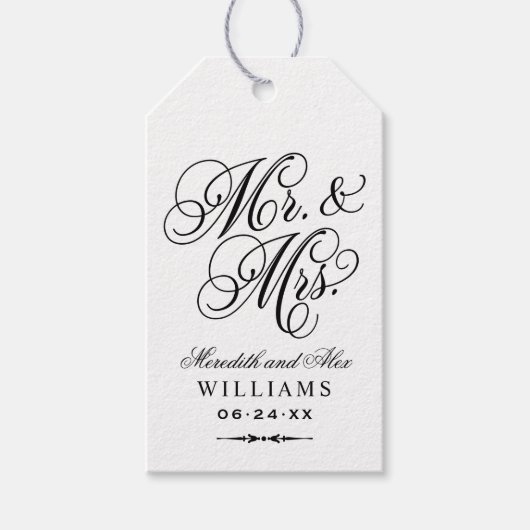 Elegant Kraft Mr en Mrs Script Custom Monogram Cadeaulabel (Voorkant)