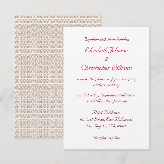 Elegant Kraft Paper Custom Weddenation Card Kaart (Voorkant / Achterkant)