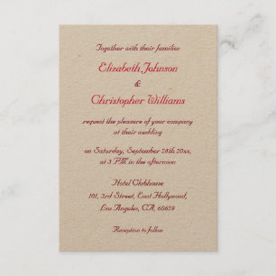 Elegant Kraft Paper Custom Weddenation Card Kaart