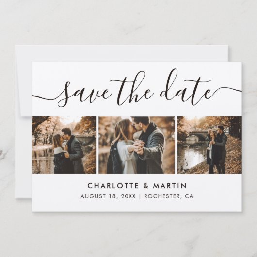 Elegant Kraft Paper Photo Collage Save The Date (Voorkant)