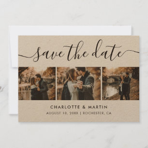 Elegant Kraft Paper Photo Collage Save The Date