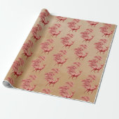 Elegant Kraft Paper Red Deer in Forest Cadeaupapier (Uitgerold)
