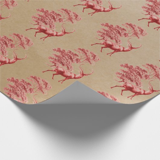 Elegant Kraft Paper Red Deer in Forest Cadeaupapier (Hoek)