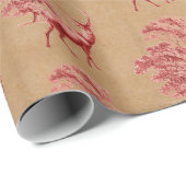 Elegant Kraft Paper Red Deer in Forest Cadeaupapier (Rol Hoek)