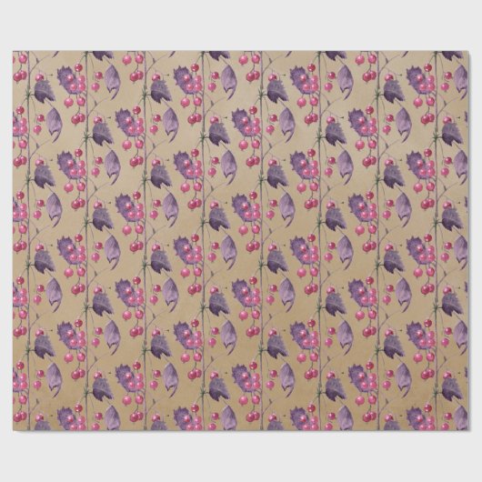 Elegant Kraft Paper roze rode bessen Cadeaupapier (Vlak)