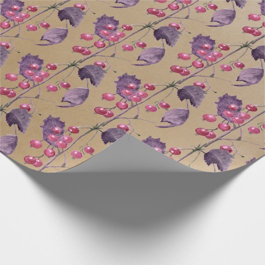 Elegant Kraft Paper roze rode bessen Cadeaupapier (Hoek)
