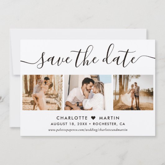 Elegant Kraft Paper Wedding 4 Foto Save The Date (Voorkant)