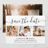 Elegant Kraft Paper Wedding 4 Foto Save The Date (Voorkant / Achterkant)