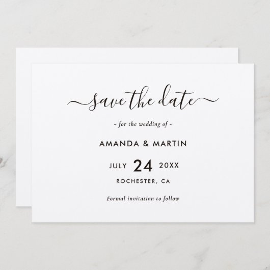 Elegant Kraft Paper Wedding Save The Date (Voorkant / Achterkant)
