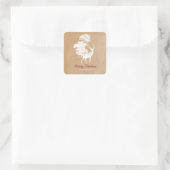 Elegant Kraft Paper White Deer in Forest Vierkante Sticker (Tas)