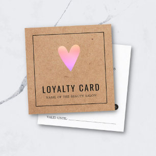 Elegant Kraft Pink Heart Beauty Salon Loyalty Card