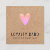 Elegant Kraft Pink Heart Beauty Salon Loyalty Kaar (Voorkant)