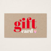 Elegant Kraft Red Pink Heart Beauty Gift Kaart (Voorkant)