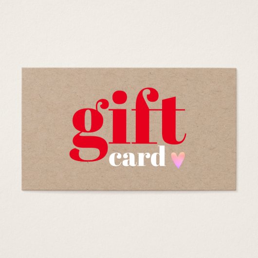 Elegant Kraft Red Pink Heart Beauty Gift Kaart (Voorkant)