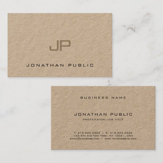 Elegant Kraft Simple Moderne Design Artistic Plain Visitekaartje (Voorkant / Achterkant)