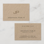 Elegant Kraft Sleek Moderne artistieke monogram Visitekaartje (Voorkant / Achterkant)