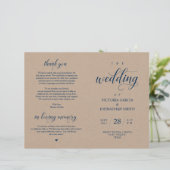 Elegant Kraft Wedding Ceremonony Foldable Programm (Staand voorkant)