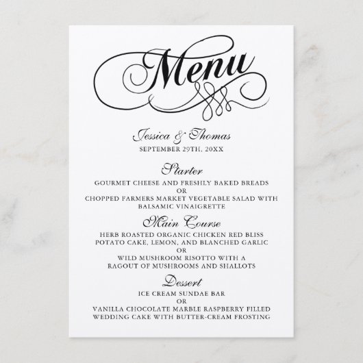 Elegant Kraft Wedding Menu Sjablonen (Voorkant)