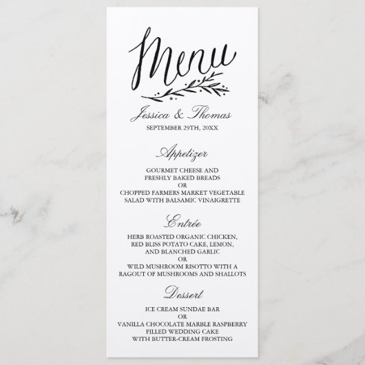 Elegant Kraft Wedding Menu Sjablonen (Voorkant)