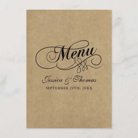 Elegant Kraft Wedding Menu Sjablonen (Achterkant)