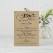 Elegant Kraft Wedding Menu Sjablonen (Staand voorkant)