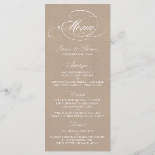 Elegant Kraft Wedding Menu Sjablonen (Voorkant)