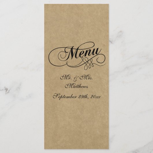 Elegant Kraft Wedding Menu Sjablonen (Achterkant)