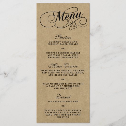 Elegant Kraft Wedding Menu Sjablonen (Voorkant)