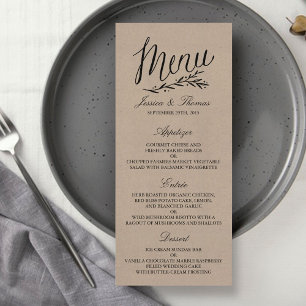 Elegant Kraft Wedding Menu Sjablonen