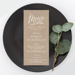 Elegant Kraft Wedding Menu Sjablonen<br><div class="desc">Viel in stijl met deze trendy menkkaarten. De formulering is gemakkelijk te personaliseren en je gasten zullen enthousiast zijn als ze deze superstijlvolle menu's ontvangen.</div>