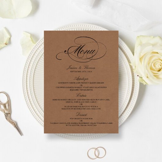 Elegant Kraft Wedding Menu Sjablonen