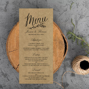 Elegant Kraft Wedding Menu Sjablonen
