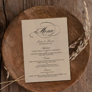 Elegant Kraft Wedding Menu Sjablonen