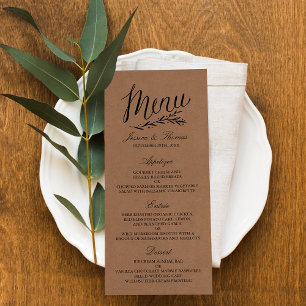 Elegant Kraft Wedding Menu Sjablonen