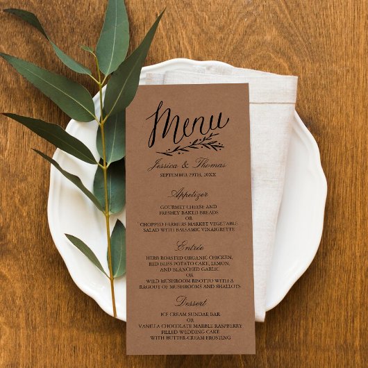 Elegant Kraft Wedding Menu Sjablonen