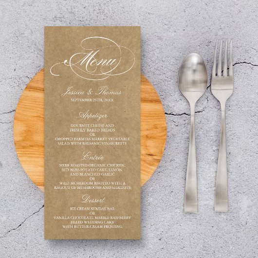 Elegant Kraft Wedding Menu Sjablonen