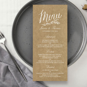 Elegant Kraft Wedding Menu Sjablonen