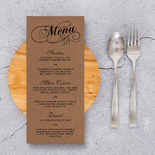 Elegant Kraft Wedding Menu Sjablonen