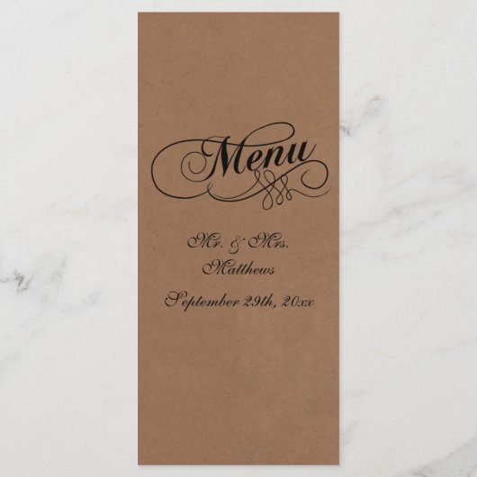 Elegant Kraft Wedding Menu Sjablonen (Achterkant)