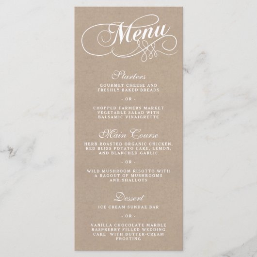 Elegant Kraft Wedding Menu Sjablonen (Voorkant)