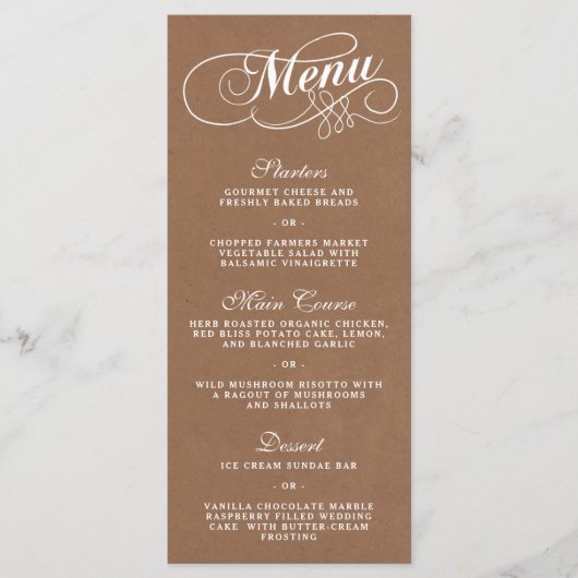 Elegant Kraft Wedding Menu Sjablonen (Voorkant)