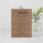 Elegant Kraft Wedding Menu Sjablonen (Staand voorkant)