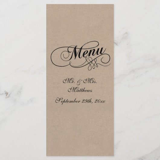 Elegant Kraft Wedding Menu Sjablonen (Achterkant)