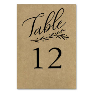 Elegant Kraft Wedding Table Number Sjablonen Kaart